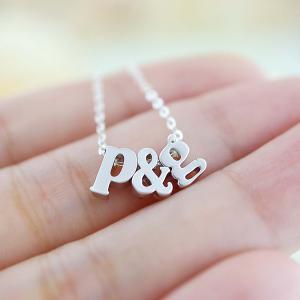 Two Tiny Initials With Ampersand Necklace Sterling..