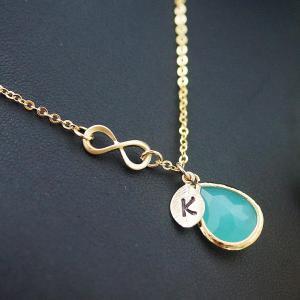 Infinity And Mint Glass Necklace Infinity..