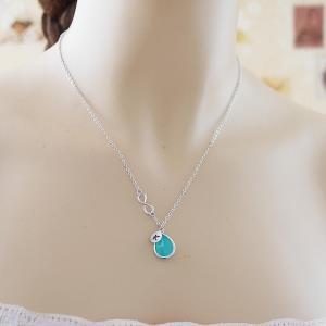 Infinity And Mint Glass Necklace Infinity..