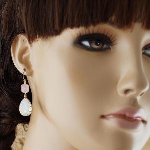 White Opal Swarovski Crystal Gold Filled Earrings..