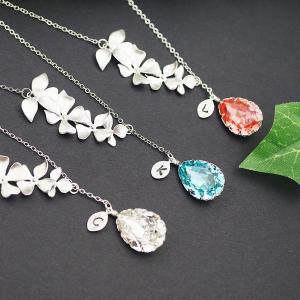 Personalized Necklace Bridesmaid Gift Four Flower..
