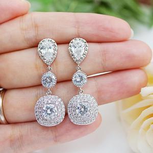 Cubic Zirconia Bridal Earrings Wedding Jewelry..