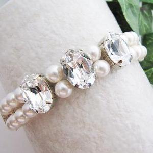 Wedding Jewelry Clear Swarovski Oval Crystals With..
