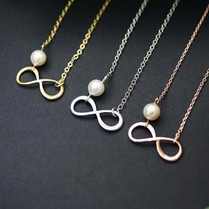 Infinity And Swarovski Pearl Necklace , Infinity..