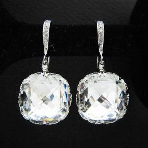Wedding Jewelry Bridal Earrings Rodium Plated Over..