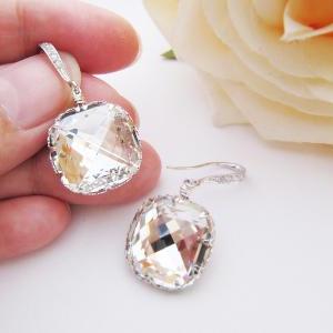 Wedding Jewelry Bridal Earrings Rodium Plated Over..