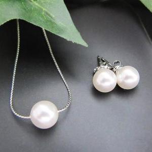 Sweet Crystal White Swarovski Pearls Ear Posts And..