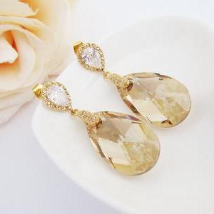 Bridal Earrings Gold Plated Cubic Zirconia Ear..