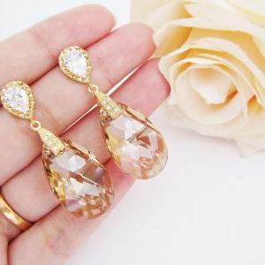 Bridal Earrings Gold Plated Cubic Zirconia Ear..