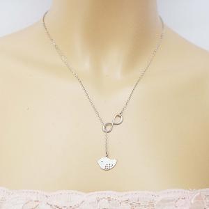Infinity With Cute Bird Personalized Necklace,..