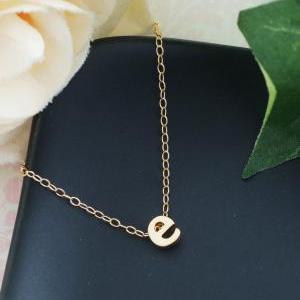 Tiny Gold Initial Necklace Gold Filled Chain..