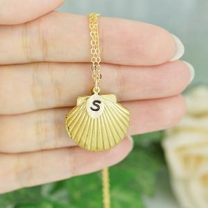 Personalized Sea Shell Locket Necklace With..