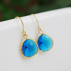 Capri Blue Glass Drop Earrings Dangle Earrings -..