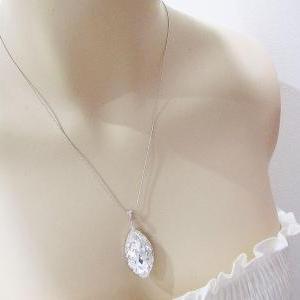 Clear White Swarovski Crystal Navette Drops Bridal..