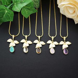 Mint Opal Glass Drops With Gold Flower Dangle..