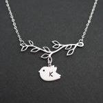 Personalized Initial Bird With Branch Necklace,..