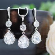 Wedding Jewelry Bridal Jewelry Bridal Necklace Bridal Earrings cubic zirconia connectors and (LUX) cubic zirconia Crystal tear drop
