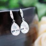 Wedding Jewelry Bridesmaid Jewelry Bridal Earrings Bridesmaid Earrings Cubic Zirconia Tear drops Earrings