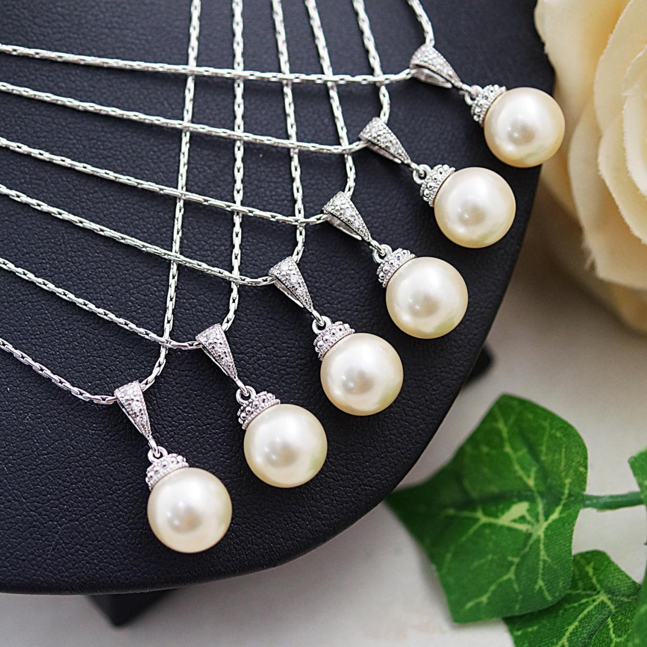 Wedding Jewelry Bridesmaid Gift Bridal Jewelry Bridal Necklace Bridesmaid Necklace Swarovski Pearl Drops Necklace Pearl Jewelry