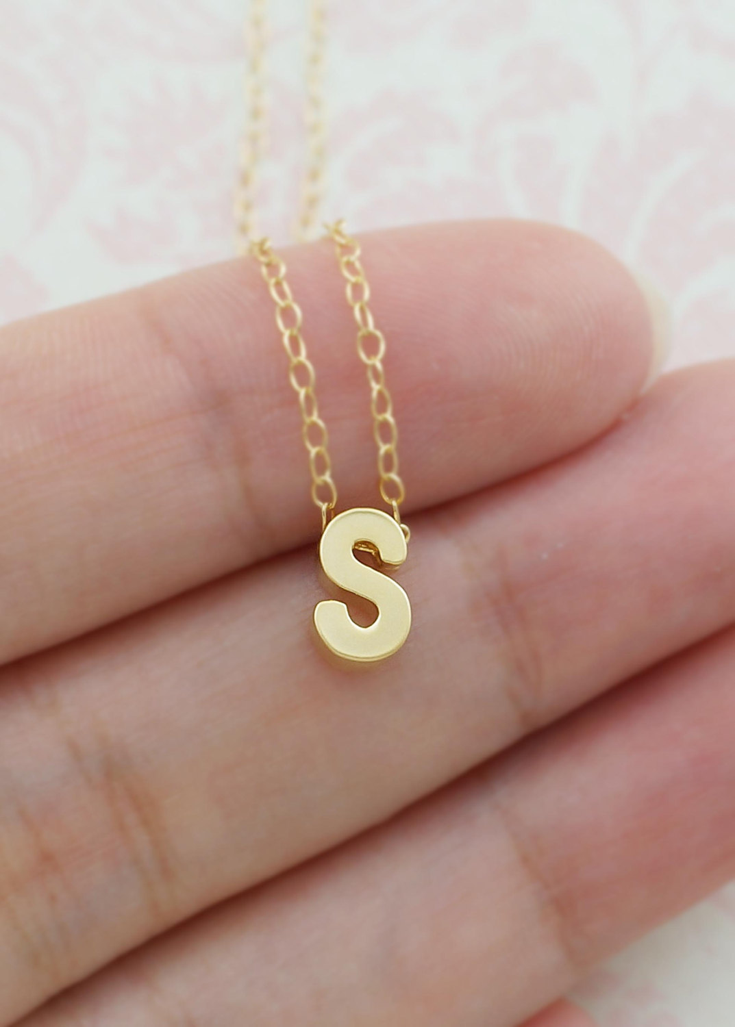 Gold Initial Necklace Gold Filled Chain Personalized Necklace Bridesmaid Necklace Bridesmaids Gift Weddings Christmas Gift
