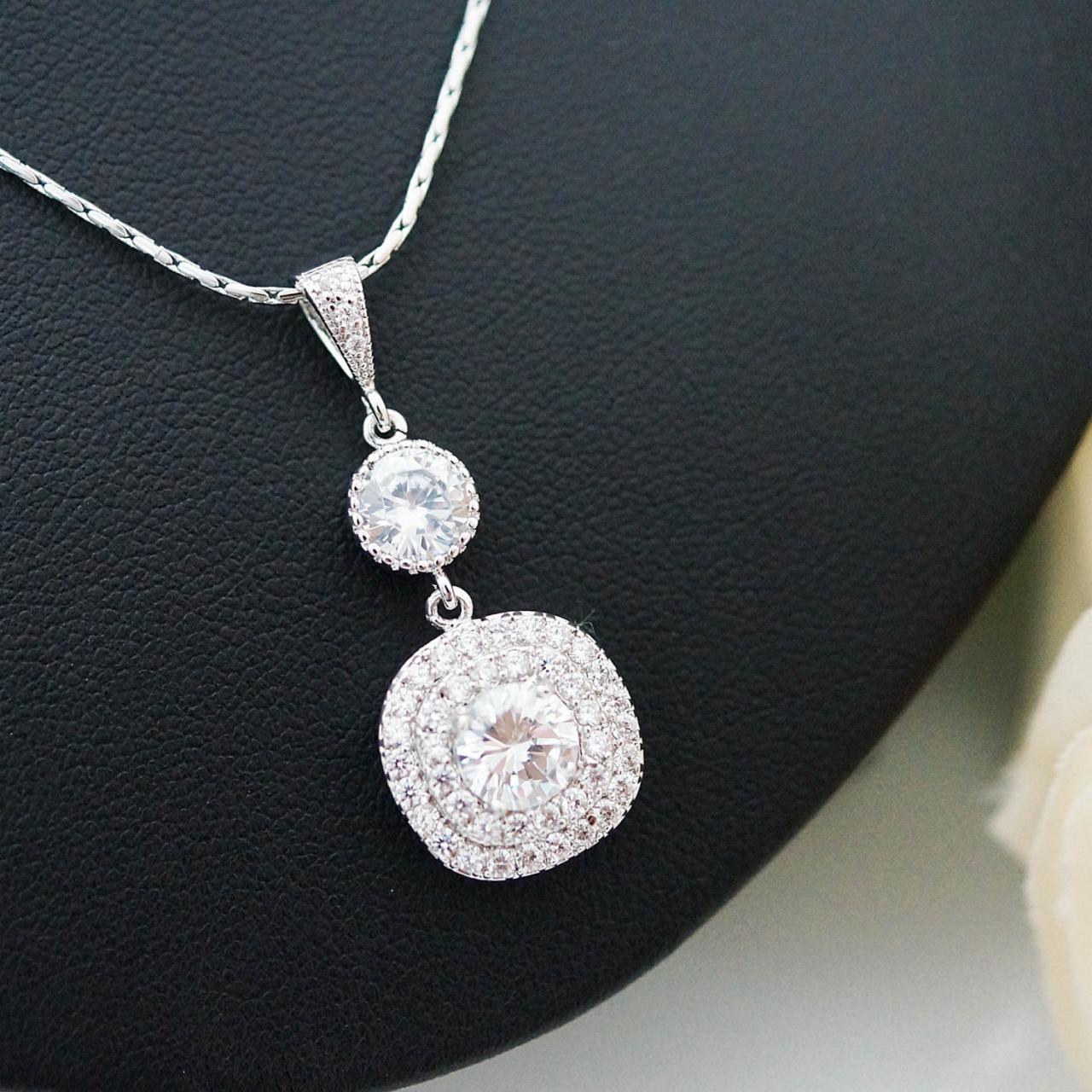 Wedding Jewelry Bridal Jewelry Bridal Necklace Clear White Lux Cubic ...