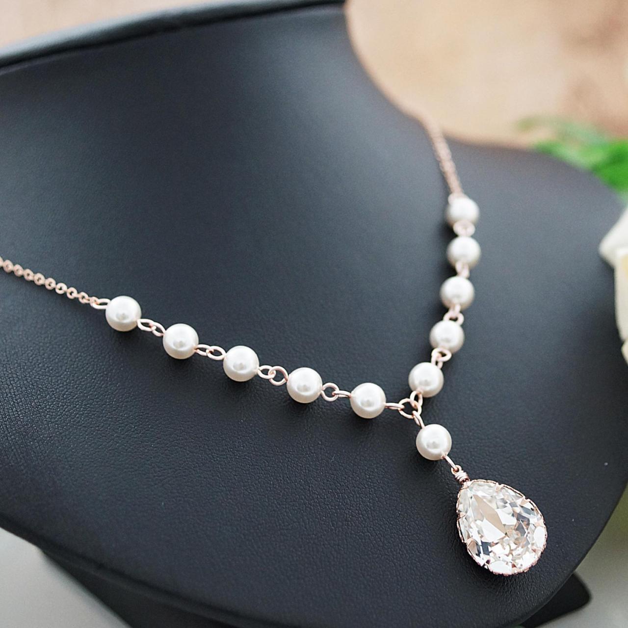 Wedding Bridal Jewelry Bridal Necklace Crystal White Swarovski Pearls