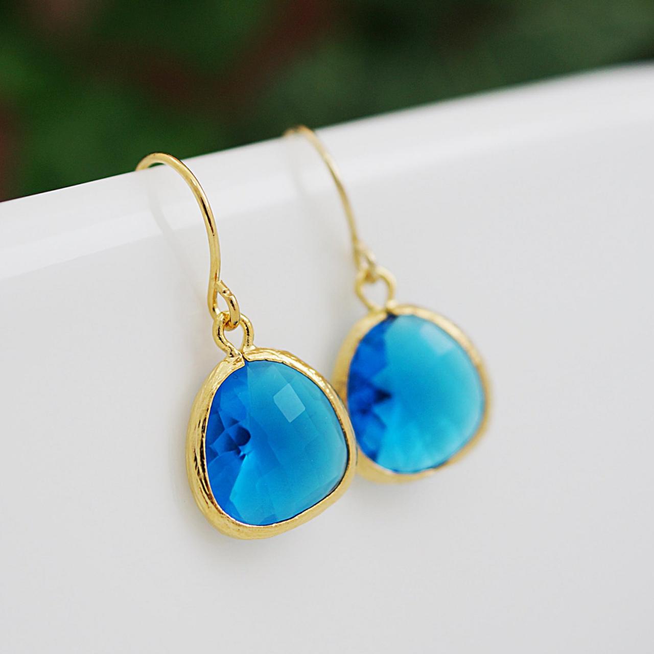Capri Blue Glass Drop Earrings Dangle Earrings - Bridesmaid Gift, Bridesmaid Earrings, Bridesmaid Jewelry, Wedding, Christmas Gift For Her