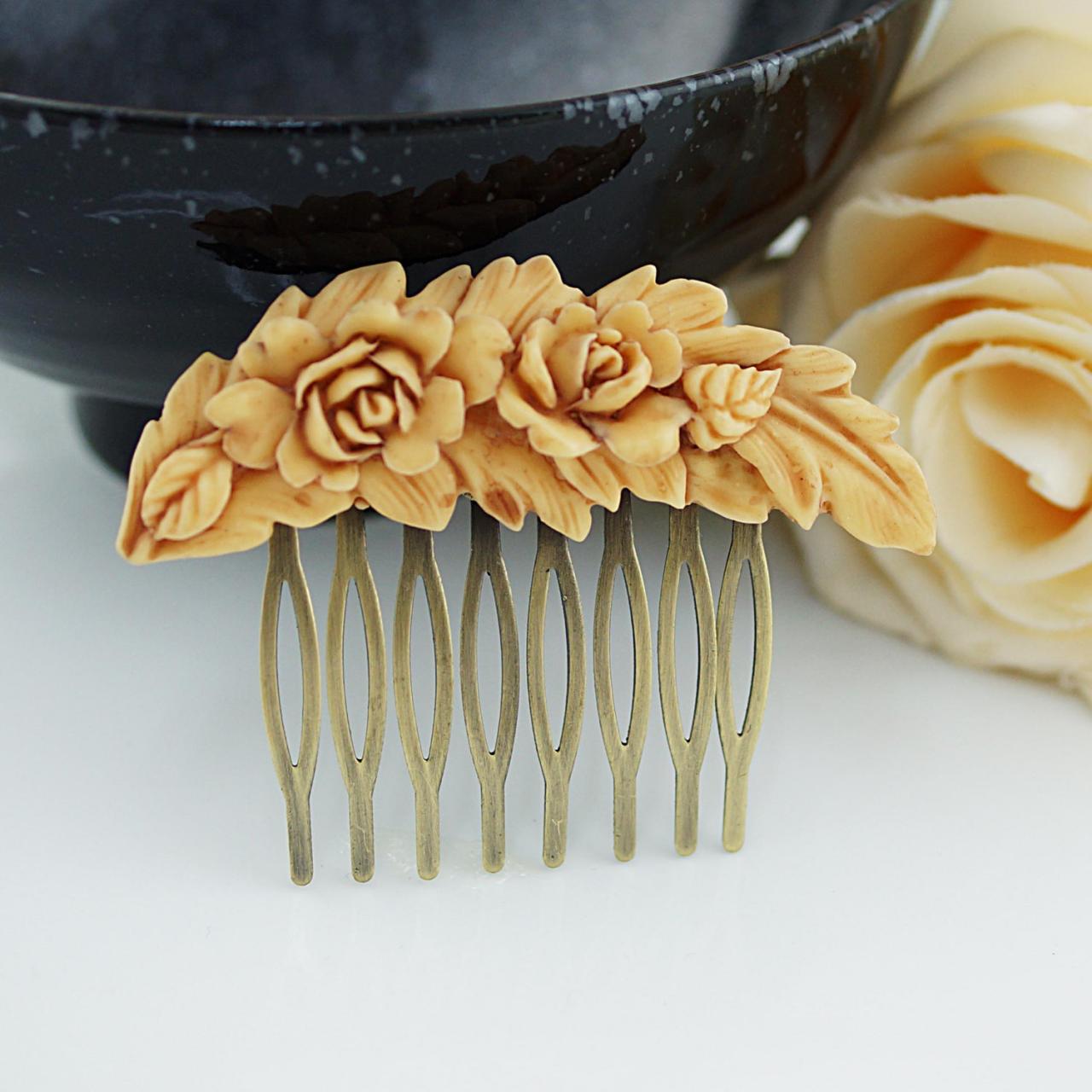 Bridal Hair Comb Wedding Hair Comb Bridesmaids Gift Vintage style Rose Feather Hair comb Christmas Bridal Hair accessories Bridal Hair Piece