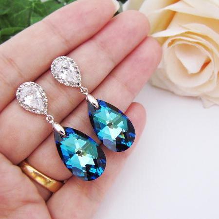 Something Blue Wedding Jewelry Bridesmaid Earrings Bermuda Blue ...